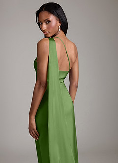 Azazie Galinda Brudtärnklänningar Klä av Sjöjungfru i Stretch Satin Ena axeln Basilika image2