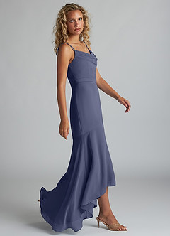Azazie Summer Bridesmaid Dresses Stormy Mermaid Scoop Cowl Chiffon Dress image3