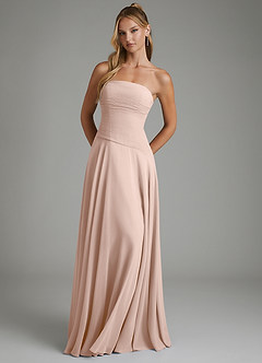 Azazie Layla Bridesmaid Dresses English Rose A-Line Strapless Chiffon Dress image3