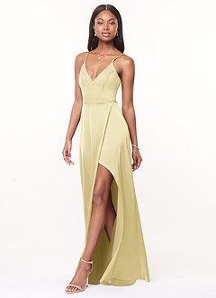 Azazie Maksim Suknie dla druhen Linia A Satyna elastyczna Do ziemi Sukienka image4