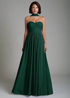 Azazie Petra Bridesmaid Dresses Emerald A-Line Corset Chiffon Dress image7
