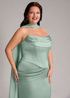 Azazie Sorrel Bridesmaid Dresses Agave Mermaid Strapless Stretch Satin Convertible Dress image10