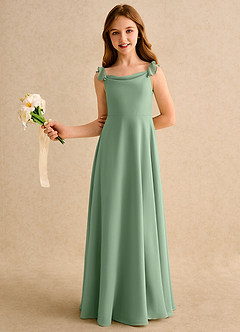 Azazie Puppy Girls Formal Flower Girl Dresses Matcha A-Line Pleated Chiffon Dress image4