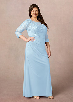 Azazie Fatemah Mother of the Bride Dresses Sky Blue Mermaid Scoop Lace Lace Dress image8