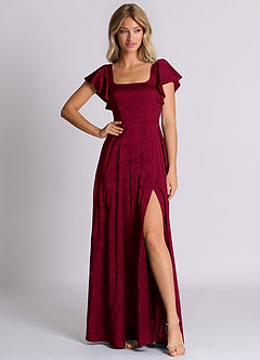 Azazie Bondi 신부 들러리 드레스 A라인 절하다 자카드 바닥 길이 드레스 image3