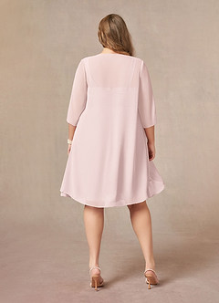 Azazie Olivia Mother of the Bride Dresses Blushing Pink A-Line Square Neckline Pleated Chiffon Dress image8