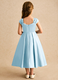 Azazie Yosemite Robe Demoiselle D'honneur Fillette Robe Princesse en Mat Satiné Encolure en Forme de Cœur Bleu Ciel image2