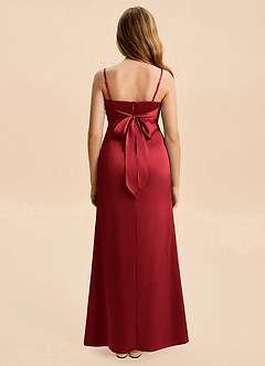 Azazie Christen Junior Scarlet Sheath Pleated Stretch Satin Dress image5