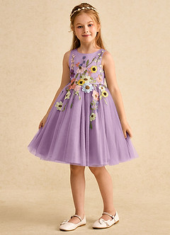 Azazie Prima Flower Girl Dresses Wisteria A-Line Bow Tulle Dress image5