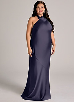 Azazie Velli Abiti da Damigella Abito Sirena in Raso Elasticizzato Collo Alto Stormy image11