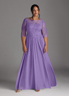 Azazie Harriet vestidos de madre de la novia Vestido de Tahití de Malla de Corte En A con Encaje image9