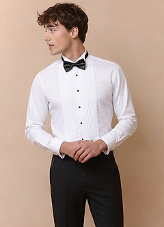 front Sebastian Blanco Camisa de esmoquin Wing Tip 100% algodón