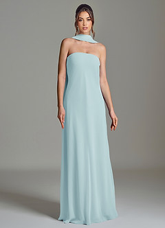 Azazie Ilana Bridesmaid Dresses Sea Glass A-Line Strapless Chiffon Dress image4