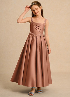 Azazie Mochi Girl Flower Girl Klänningar Klä Balklänning i Matt satäng Plisserad image6