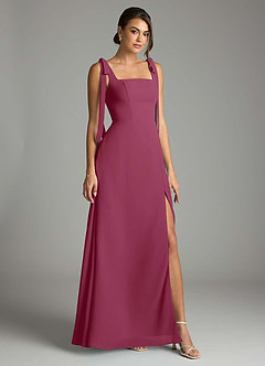 Azazie Debra Bridesmaid Dresses Mulberry A-Line with Pockets Chiffon Convertible Dress image1
