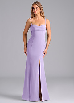 Azazie Wynni Bridesmaid Dresses Lilac Mermaid Corset Chiffon Dress image4