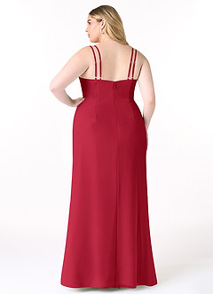 Azazie Leo Bridesmaid Dresses Scarlet Mermaid V-Neck Pleated Chiffon Dress image8