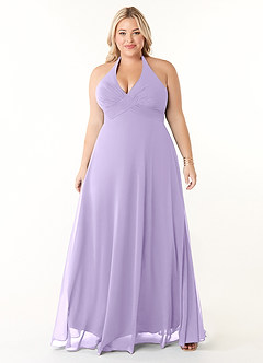 Azazie Tessie Bridesmaid Dresses Lilac A-Line V-Neck Pleated Chiffon Dress image5