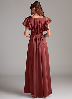 Azazie Daphne Bescheidene Brautjungfernkleider A-Linie Gestreift Stretch-Satin Bodenlänge Kleid image6