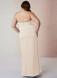 Azazie Mika Final Sale White Alabaster Sheath One Shoulder Stretch Satin Dress image9