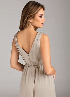 Azazie Tanicia Brautjungfernkleider A-Linie Plissee Stretch-Satin Kleid Frost image7