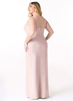 Azazie Denice Robes de demoiselle d'honneur Robe Fourreau en Mousseline de soie Plissé Rose Pâle image12