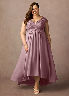 Azazie Irmeli Mother of the Bride Dresses Dusty Rose A-Line Lace Chiffon Dress image7
