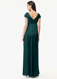 Azazie Allessia Maternity Bridesmaid Dresses A-Line Pleated Stretch Satin Floor-Length Dress image2