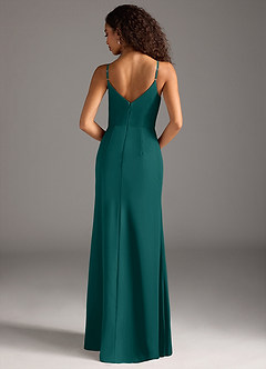 Azazie Deandra Abiti da Damigella Abito Sirena in Chiffon Plissettato Verde Pavone image6