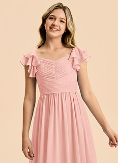 Azazie Anaya Junior Vestido Rosetón de Gasa de Corte en A con Escote corazón image6