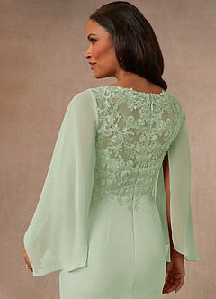 Azazie Perry Kleider für die Brautmutter Meerjungfrau-Linie V-Hals Spitze Chiffon Kleid Staubiger Salbeigrün image4