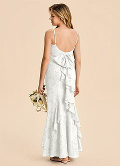 Azazie Lioren Junior White Mermaid Ruched Floral Burnout Dress image1