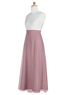 Azazie Albertine A-Line Lace Tulle Floor-Length Junior Bridesmaid Dress image9