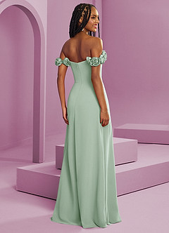Barbie ♥ Azazie Jurken voor bruidsmeisjes Converteerbaar Jurk van Chiffon met A-Lijn Off the Shoulder Agave image9