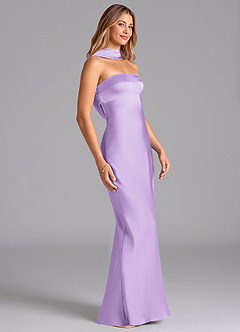 Azazie Lusinda Bridesmaid Dresses Lilac Mermaid Strapless Stretch Satin Dress image6