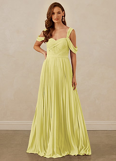 Christian Siriano Bridal for Azazie 1013 Robes de demoiselle d'honneur Robe Trapèze en Mousseline de soie Épaule décolletée Sorbet Citron image8