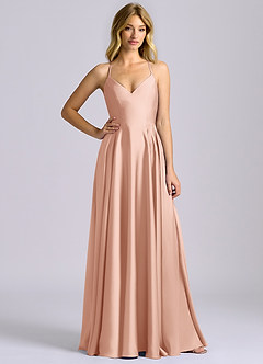 Azazie Truce Bridesmaid Dresses Rose Gold A-Line Stretch Satin Dress image3
