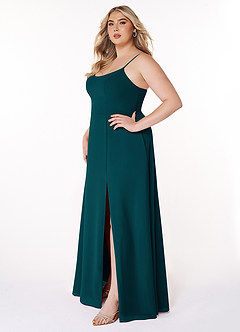 Azazie Moira Robes de demoiselle d'honneur Robe Trapèze en Mousseline de soie Décolleté Vert Pin image10