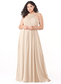 Azazie Dixie Bridesmaid Dresses White Alabaster A-Line Halter Pleated Chiffon Dress image7