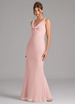 Azazie Rylina Bridesmaid Dresses Powder Pink Mermaid Pleated Chiffon Dress image4