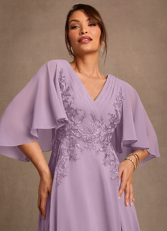 Azazie Tilda Abiti per la Madre della Sposa Abito A-Line in Chiffon Pizzo Glicine image5