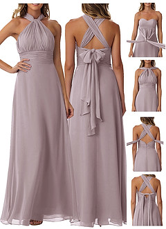Azazie Fifi Bridesmaid Dresses Dusk A-Line Strapless Chiffon Convertible Dress image9