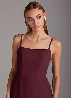Azazie Tayla Bridesmaid Dresses Cabernet Sheath Square Neckline Chiffon Dress image5
