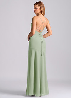 Azazie Grata Brudtärnklänningar Klä av Sjöjungfru i Chiffong Plisserad Dusty Sage image2