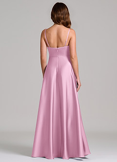 Azazie Amani Bridesmaid Dresses Candy Pink A-Line Pleated Stretch Satin Dress image9