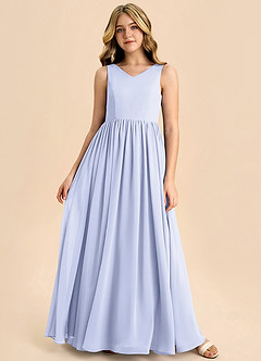 Azazie Hathaway Junior Lavender A-Line Bow Chiffon Dress image3