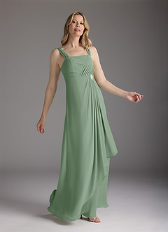 Azazie Weisz Mother of the Bride Dresses Matcha A-Line Square Neckline Pleated Chiffon Dress image4