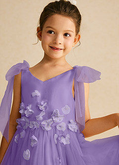 Azazie Minia Flower Girl Dresses Tahiti A-Line Bow Matte Satin Dress image4