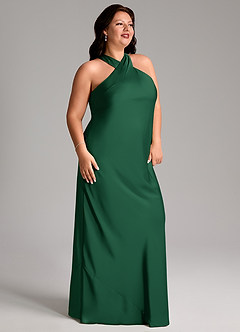Azazie Doretta Bridesmaid Dresses Dark Green Mermaid Pleated Stretch Satin Dress image8