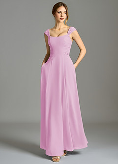 Azazie Oasis Bridesmaid Dresses Candy Pink A-Line with Pockets Chiffon Dress image6